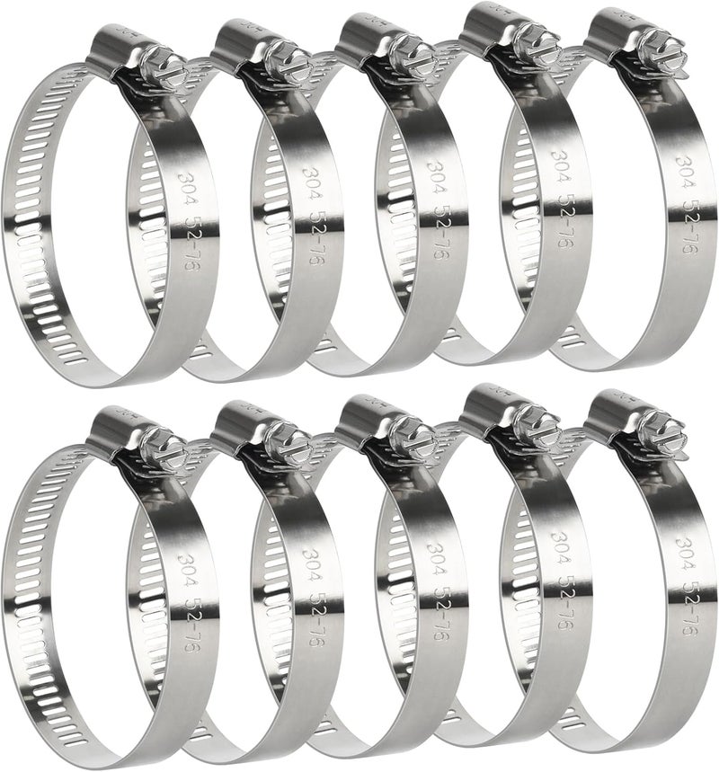 Gudui Hose Clamp 3 Inch, 10 Pack Stainless Steel Hose Clamps for 2 Inch to 3 Inch Hose Pipe, Adjustbale Worm Gear Clamps for Radiator Automotive Plumbing Duct Dryer Vent - Image 1